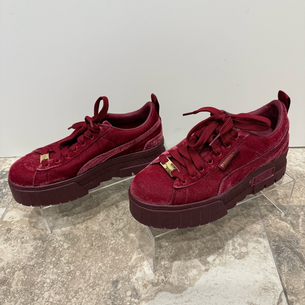 PUMA Burgundy Velvet Sneakers - Picture 4 of 6